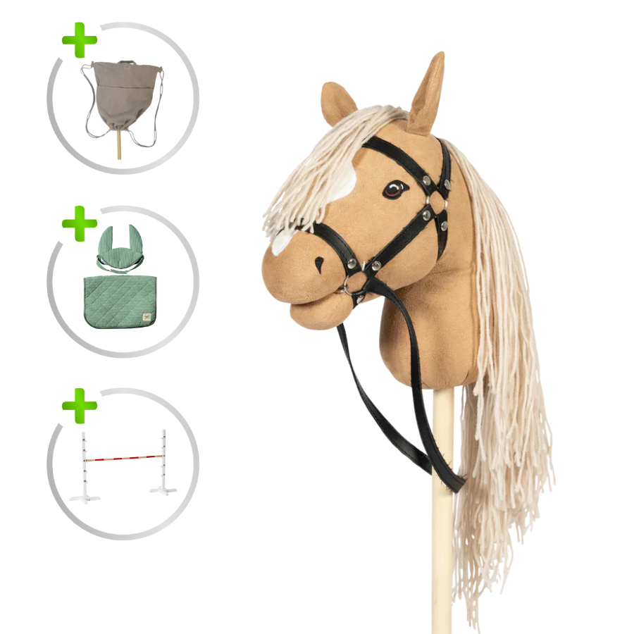 ByAstrup Hobby Horse Bundle - Pferd, Satteldecke, Fliegenhaube & Hindernis