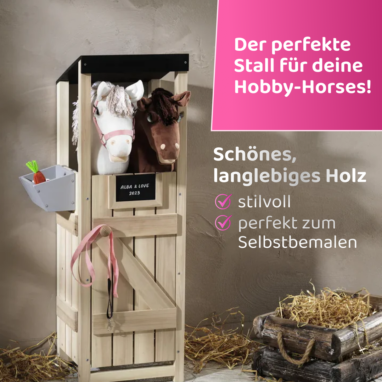 Panduro Hobby Horse Stall für 2 Pferde unbemalt