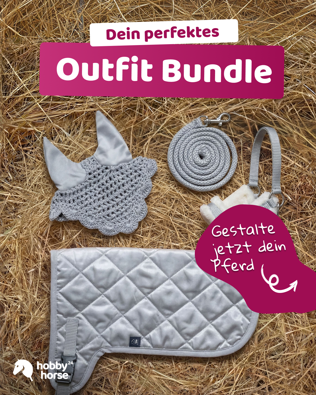 HKM Hobby Horse Outfit Grau BUNDLE