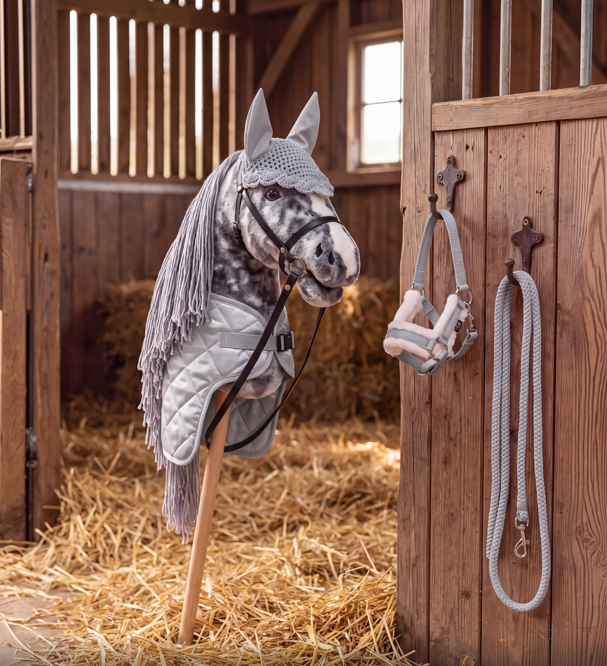 Herbst-Ausritt-Set: HKM Hobby Horse mit Decke, Halfter und Fliegenhaube