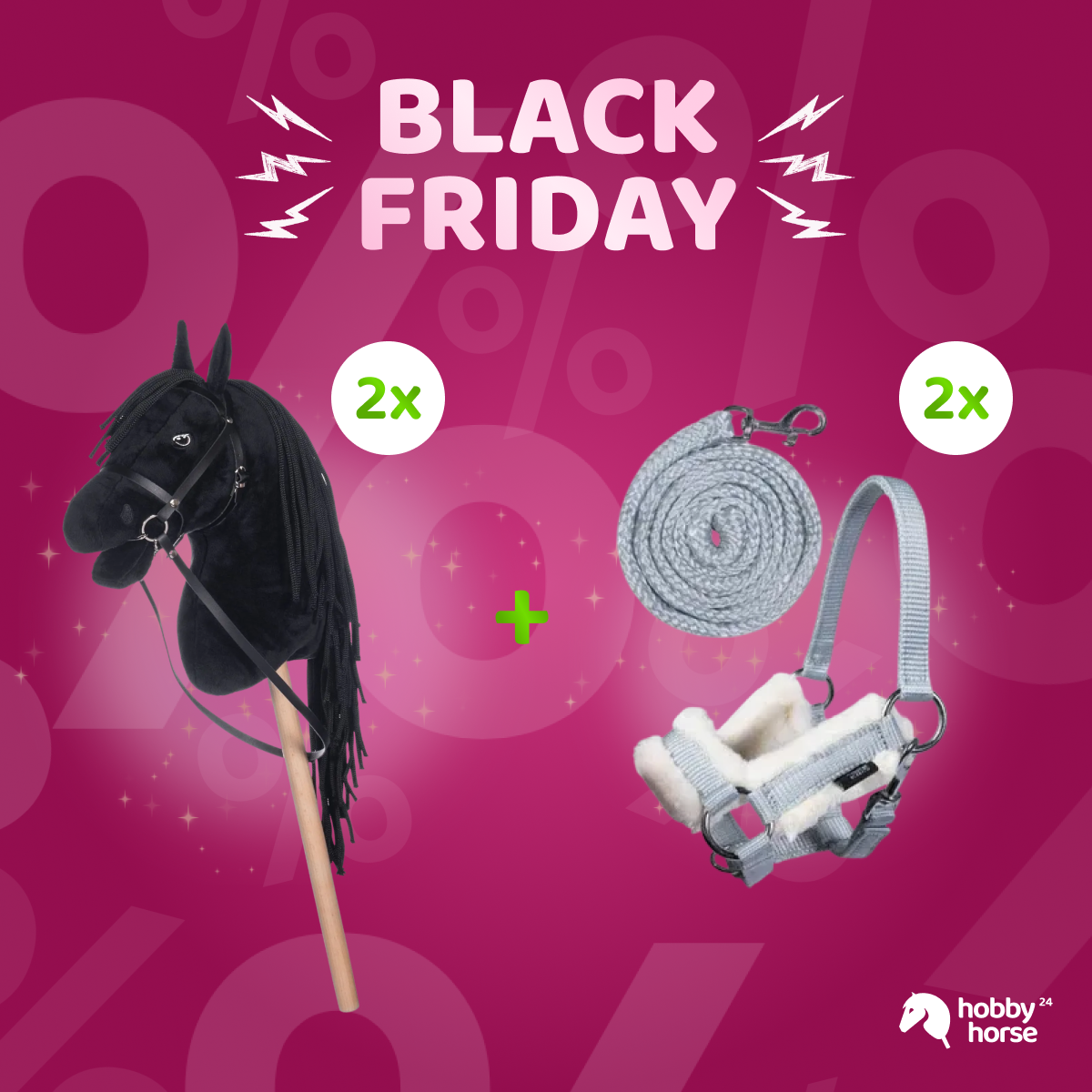 BLACK FRIDAY HKM Hobby Horse Geschwister Bundle Schwarz