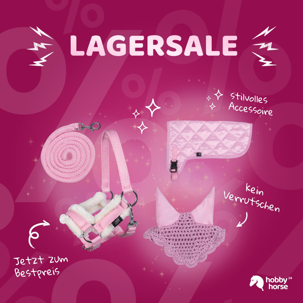 Lagersale: HKM Hobby Horse Outfit Rosa BUNDLE