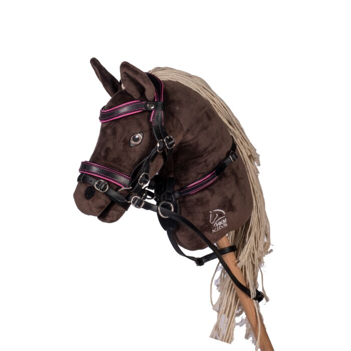 HKM Hobby Horse Ledertrense Manchester Schwarz/Pink