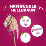HKM Hobby Horse Bundle - Pferd Hellbraun, Decke + Fliegenhaube