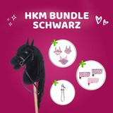 HKM Hobby Horse Starter Set - Pferd Schwarz, Decke + Fliegenhaube