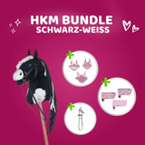 HKM Hobby Horse Bundle - Pferd Schwarz-Weiß, Decke + Fliegenhaube