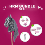 HKM Hobby Horse Bundle - Pferd Grau, Decke + Fliegenhaube