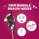 HKM Hobby Horse Bundle - Pferd Braun-Weiß, Decke + Fliegenhaube
