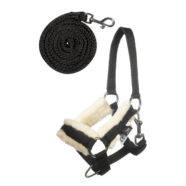 HKM Hobby Horse Halfter und Strick – Schwarz