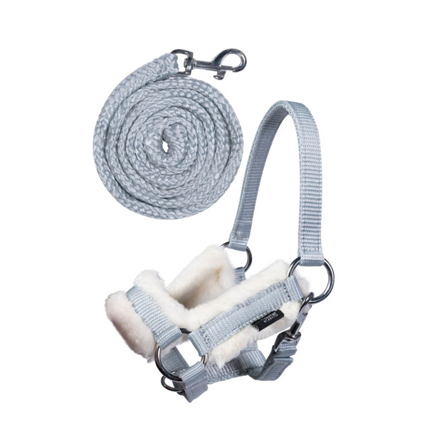 HKM Hobby Horse Halfter und Strick – Grau