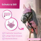 HKM Hobby Horse Bundle - Pferd Braun-Weiß, Decke + Fliegenhaube
