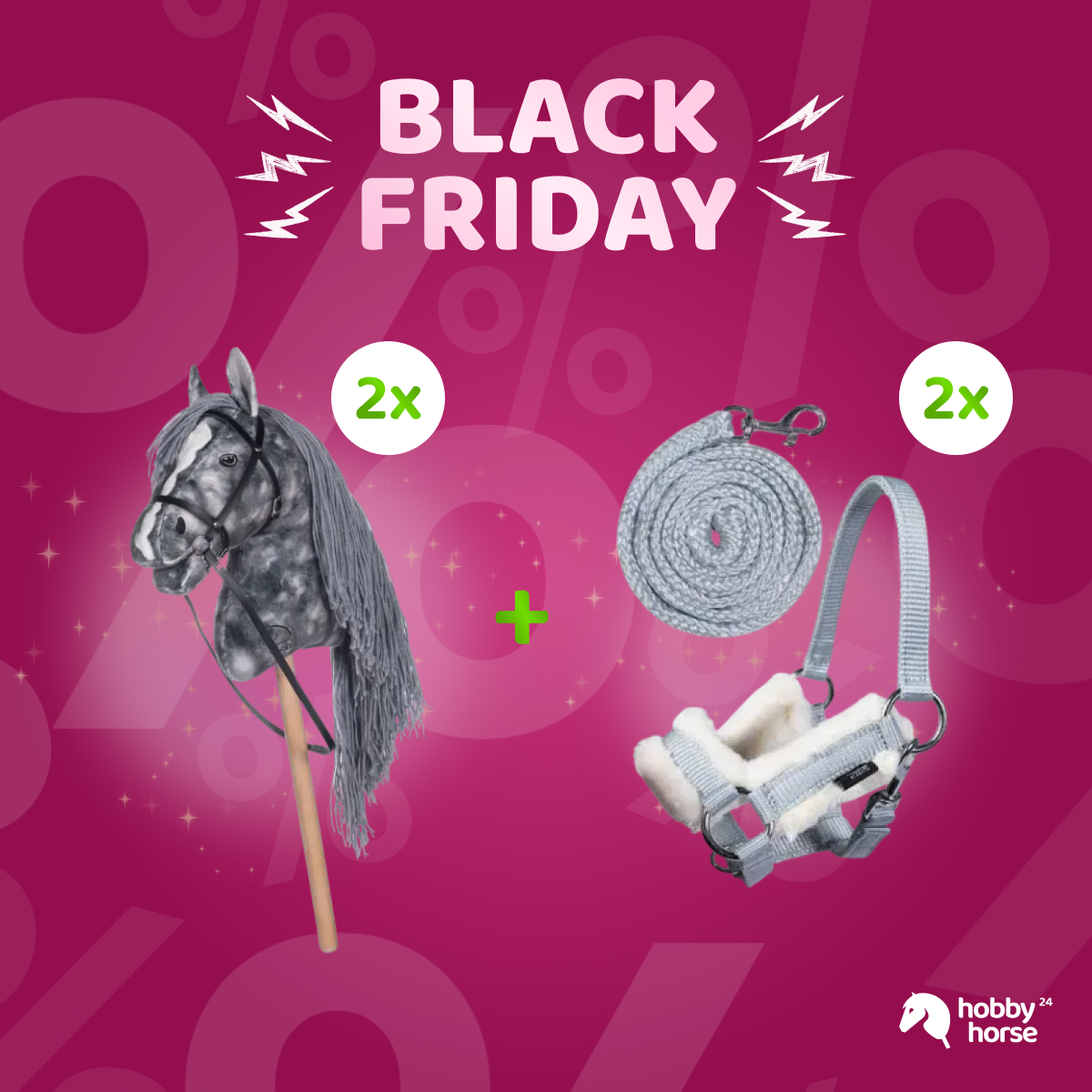 BLACK FRIDAY HKM Hobby Horse Geschwister Bundle Grau