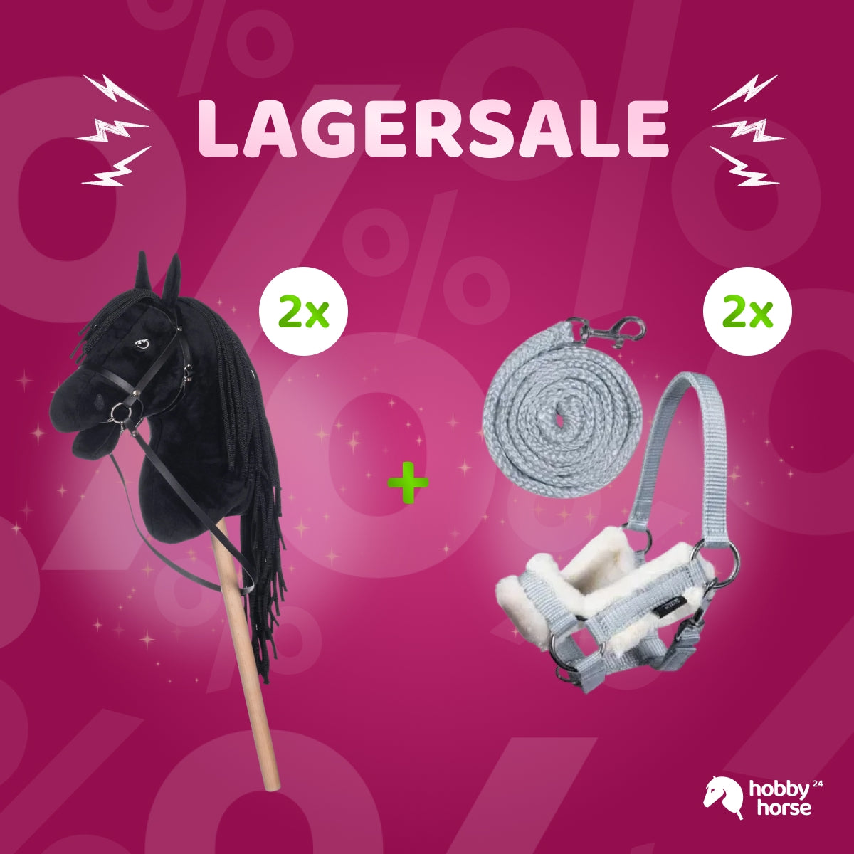 Lagersale: HKM Hobby Horse Geschwister Bundle Schwarz