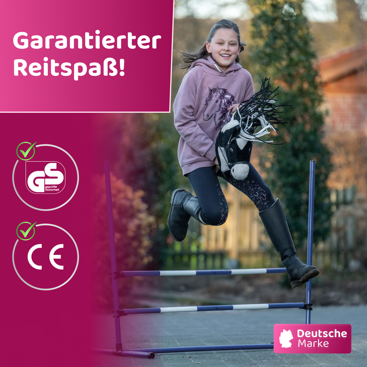 HKM Hobby Horse Sprung-Set Rosa