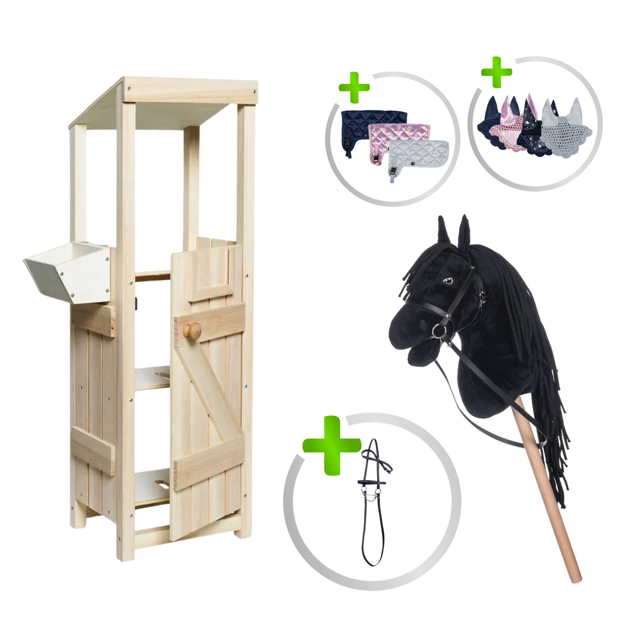 HKM Starter Set XL – Stall & Pferd Schwarz