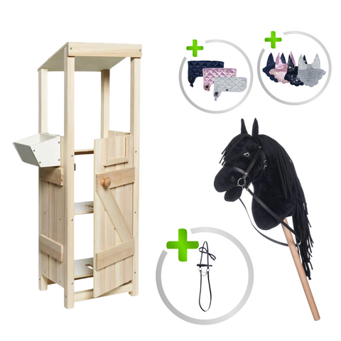 HKM Starter Set XL – Stall & Pferd Schwarz