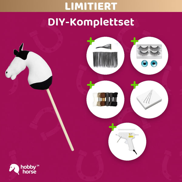 DIY Hobby Horse Komplettset: Pferd zum selber machen mit Mähne, Augen und Werkzeug