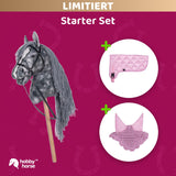 Starter Set: HKM Hobby Horse mit Decke und Fliegenhaube in einer Farbe